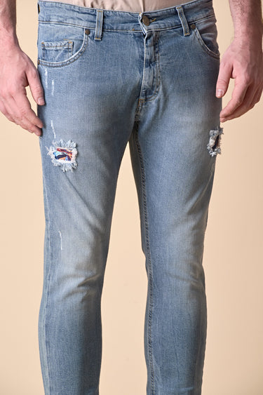 LONDON - Jeans Slim Fit - Azzurro con doppia Patch frontale e tasca in tessuto V2