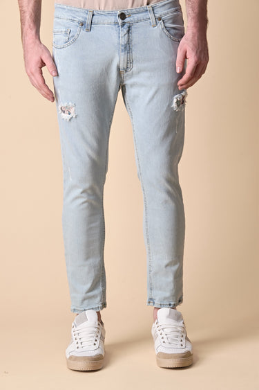 LONDON - Jeans Slim Fit - Lavaggio Marmorizzato con doppia Patch frontale e tasca in tessuto V2