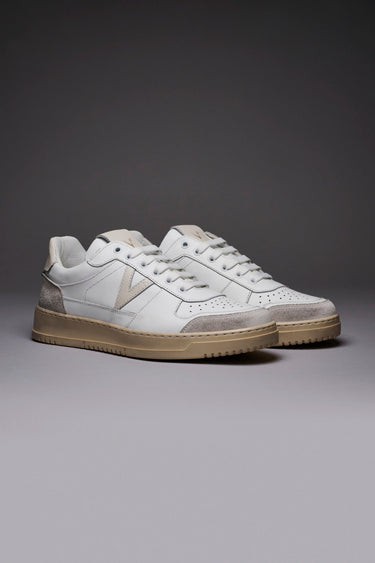 COLLEGE - White Sneakers with White Leather Back and Insert