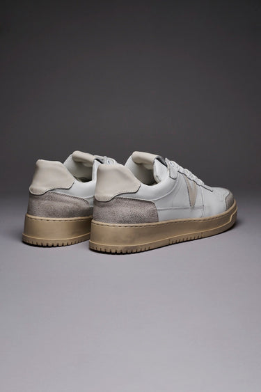 COLLEGE - White Sneakers with White Leather Back and Insert