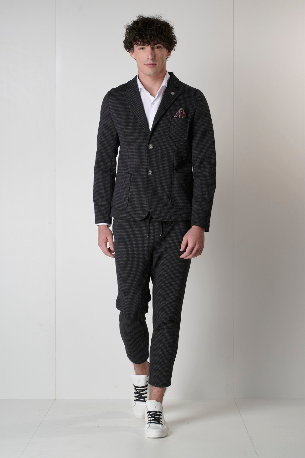 Black and Gray Pied de Poule Tailored Suit
