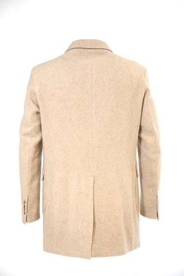 Tailored single-breasted coat in camel wool with pocket square and internal lining in V2 fabric