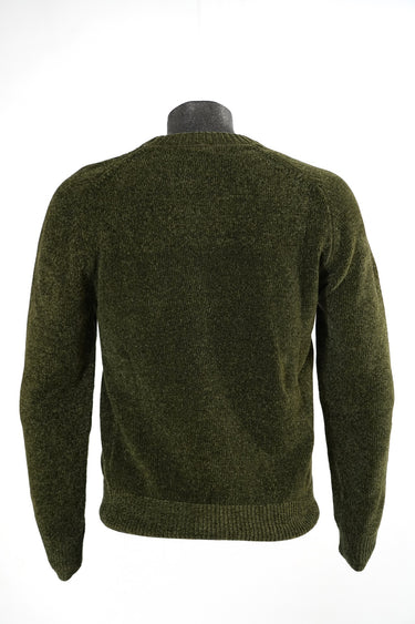 Military Green Chenille Crew Neck Sweater