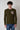 Military green pearly crew-neck sweater with embroidered patch in V2 fabric
