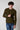 Military Green Aran crew-neck sweater with embroidered patches in V2 fabric