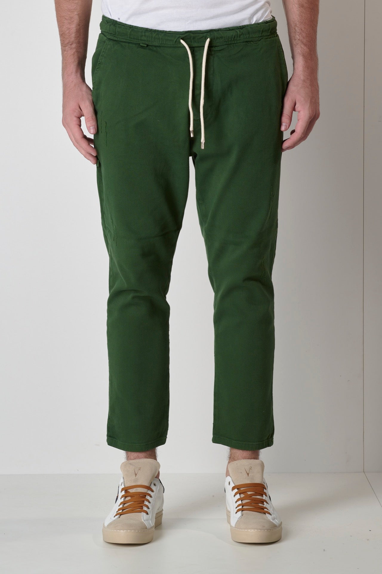 ALICANTE - Green Drill trousers with elastic