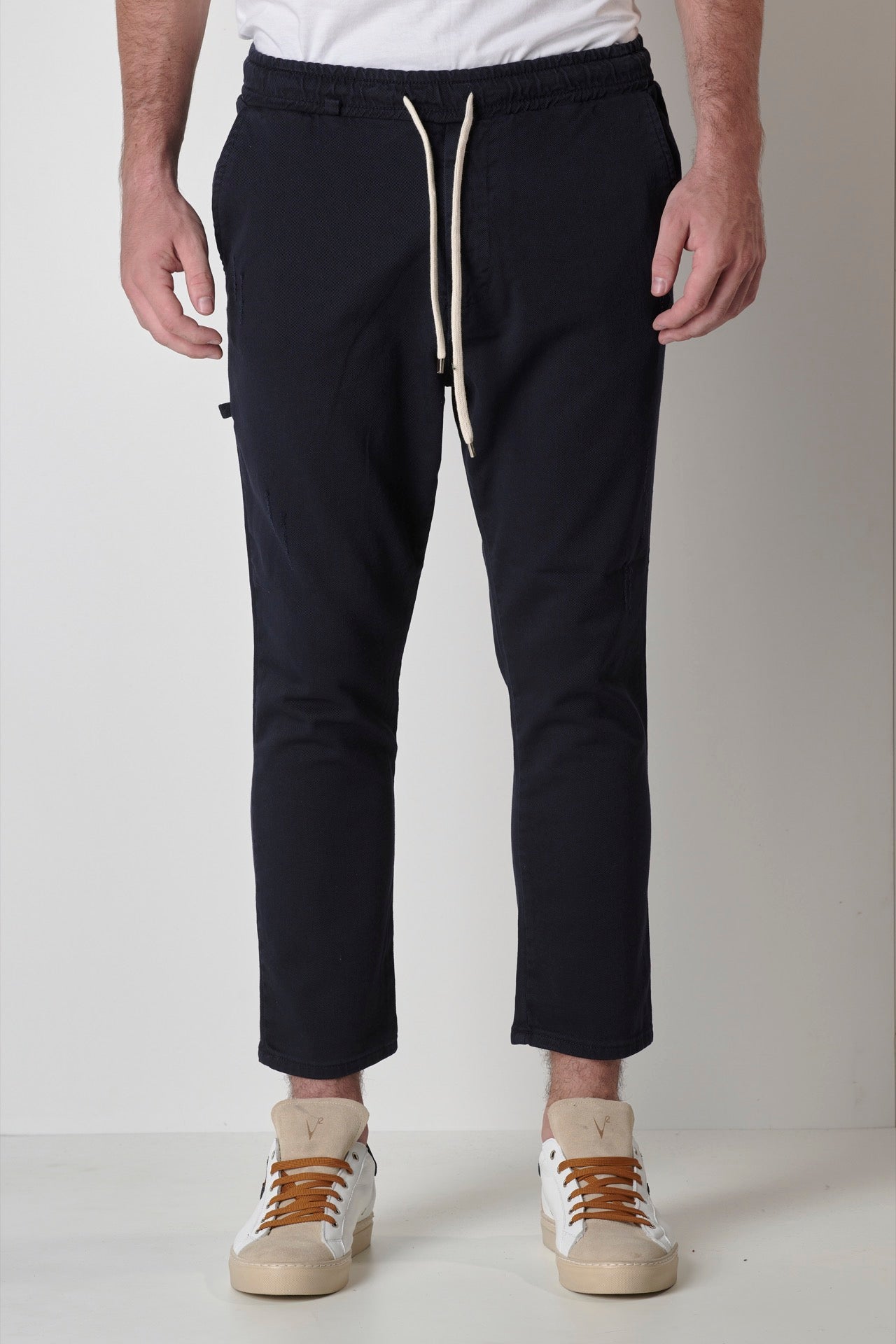ALICANTE - Blue Drill trousers with elastic