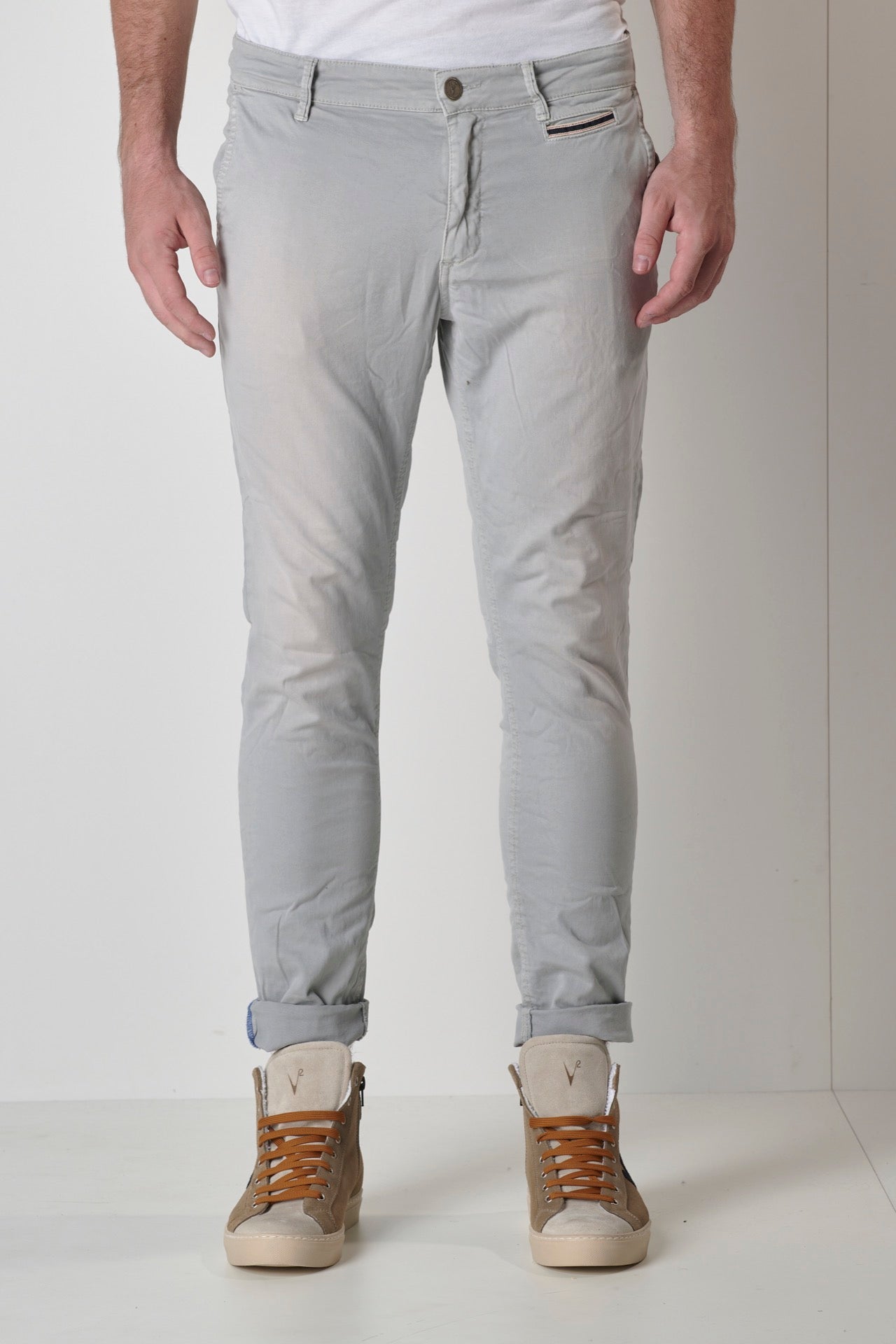 ROMA - Pantalone Chino Grigio Perla