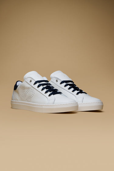 TENNIS - White low sole sneakers with Blue back and laces