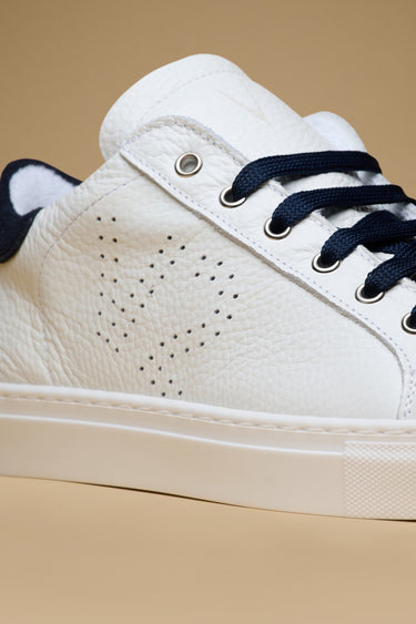 TENNIS - White low sole sneakers with Blue back and laces