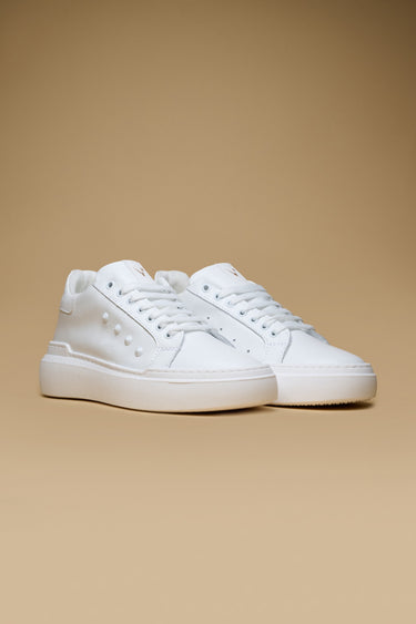 VEGAS - Sneakers a suola alta retro Bianco con borchie e schizzi di vernice