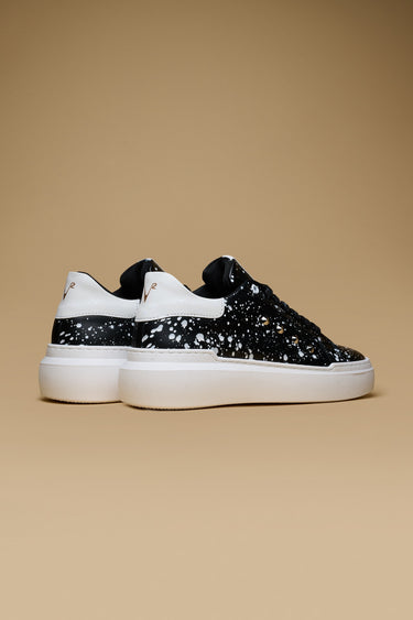VEGAS - Sneakers a suola alta nera retro Bianco con borchie e schizzi di vernice