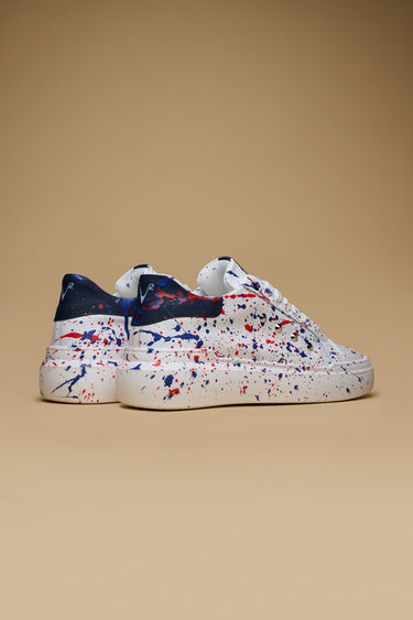 VEGAS - Sneakers a suola alta retro Blu con borchie e schizzi di vernice