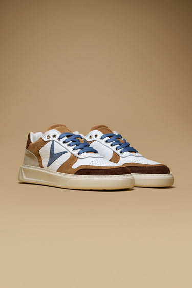 SUPERSTAR - Sneakers a suola alta Bianca con inserti Moro, Cuoio e Azzurro