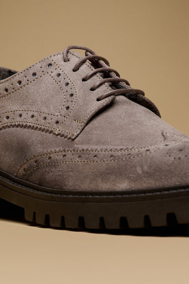 OXFORD - Taupe Suede Derby Shoe