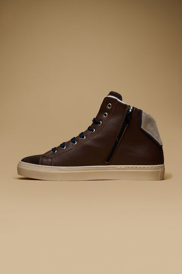OLYMPIC MID - Sneakers alte Moro con doppio inserto Sabbia e Blu