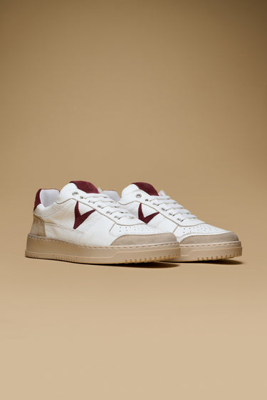 COLLEGE - Sneakers Bianca con retro e inserto scamosciato Bordeaux