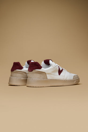 COLLEGE - Sneakers Bianca con retro e inserto scamosciato Bordeaux