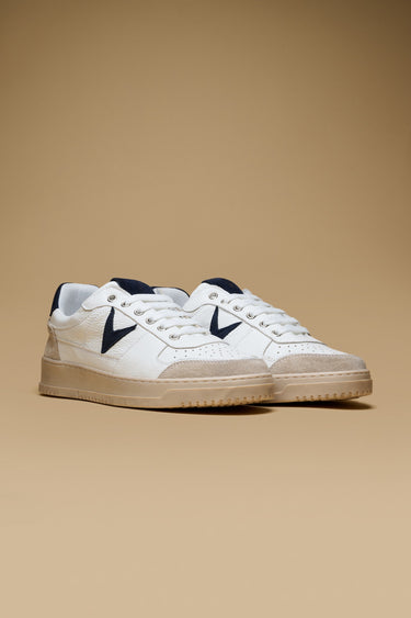 COLLEGE - Sneakers Bianca con retro e inserto scamosciato Blu