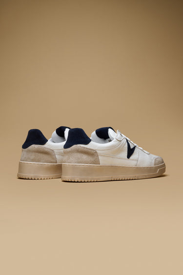 COLLEGE - Sneakers Bianca con retro e inserto scamosciato Blu