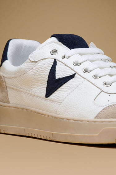 COLLEGE - Sneakers Bianca con retro e inserto scamosciato Blu