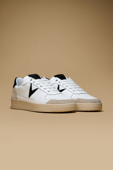 COLLEGE - Sneakers Bianca con retro e inserto scamosciato Nero