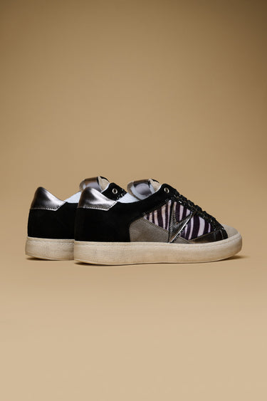 PABLITO - Sneakers Nera con inserti Grigio, Silver e tessuto V2 Zebrato
