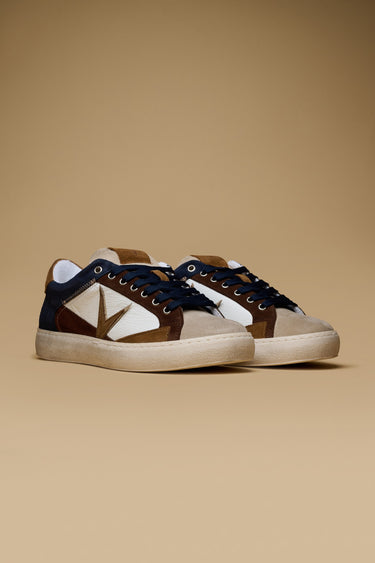 PABLITO - Sneakers Blu con inserti in pelle Moro e Cuoio