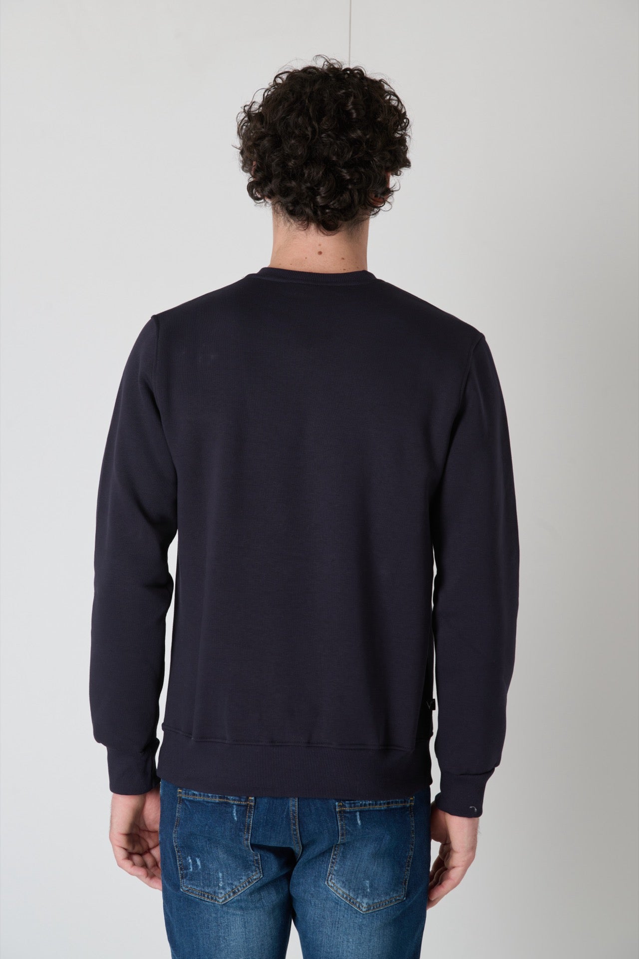 Patchwork Crewneck Sweatshirt with V2 Blue Fabrics