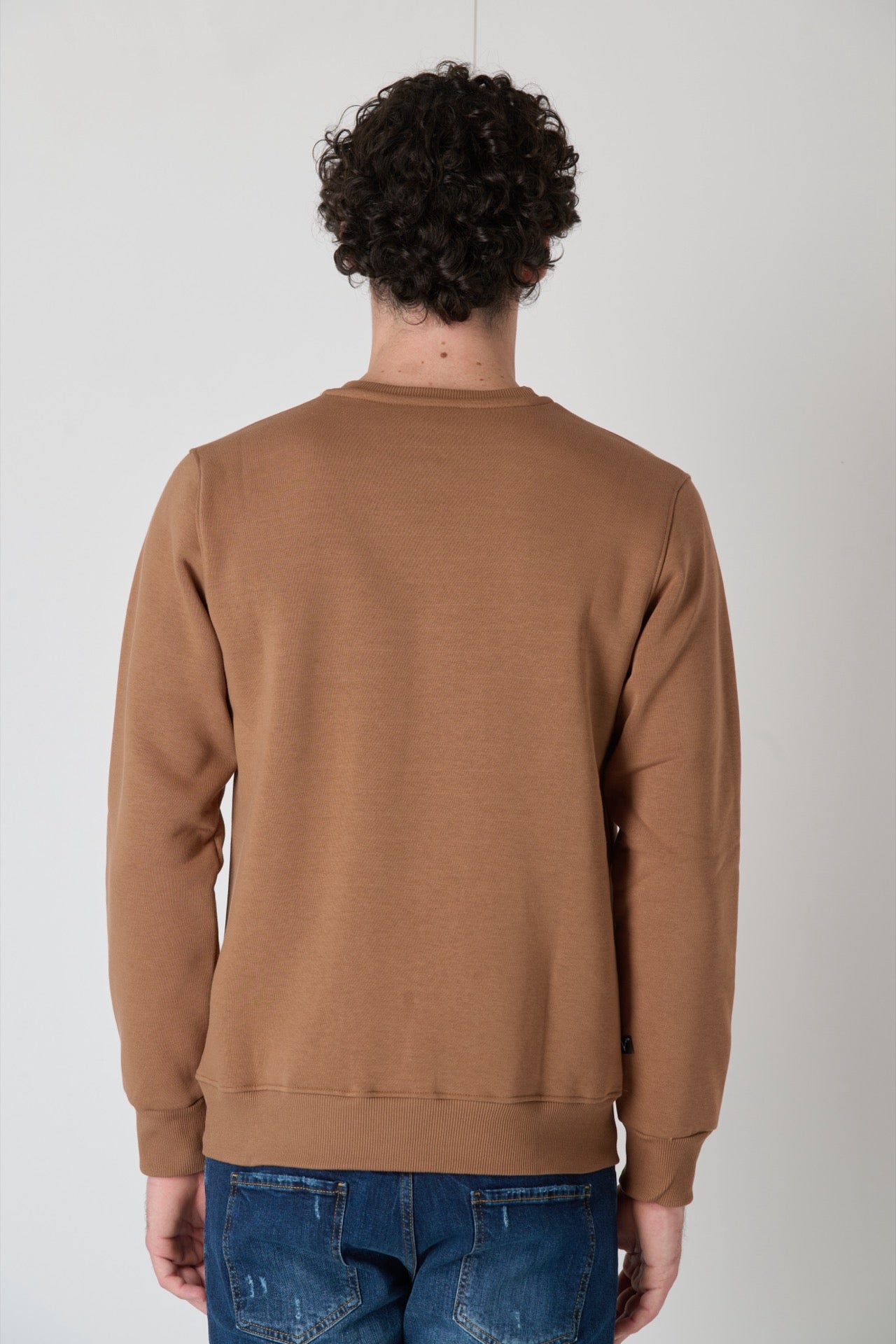 Crewneck Patchwork Sweatshirt with V2 Camel Fabrics