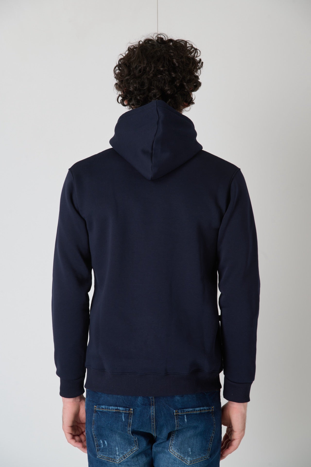 Hoodie with embroidered teddy in fabric V2 Blue