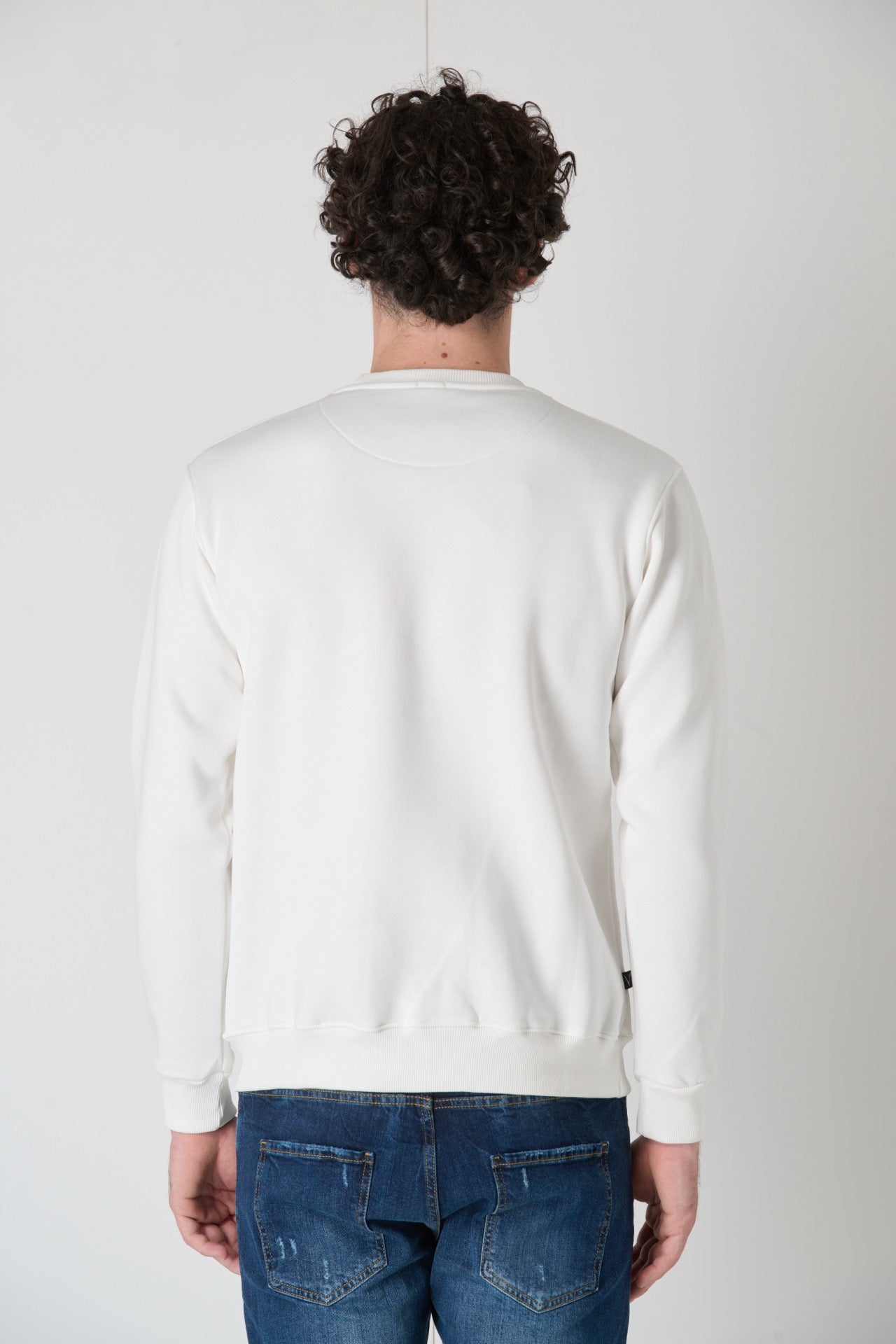 Crewneck Sweatshirt with Embroidered Teddy in V2 Cream Fabric