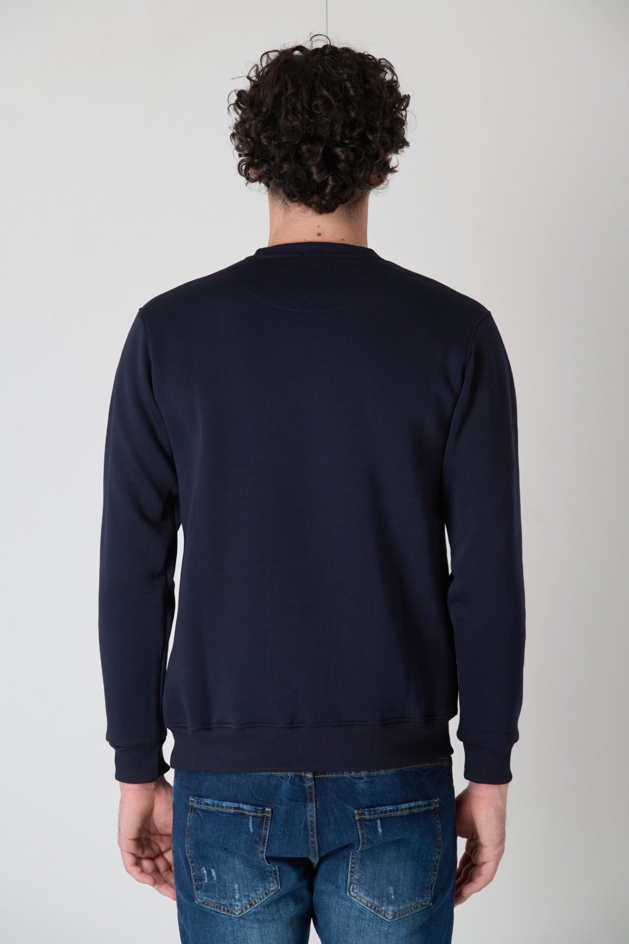 Crewneck Sweatshirt with Embroidered Teddy in V2 Blue Fabric