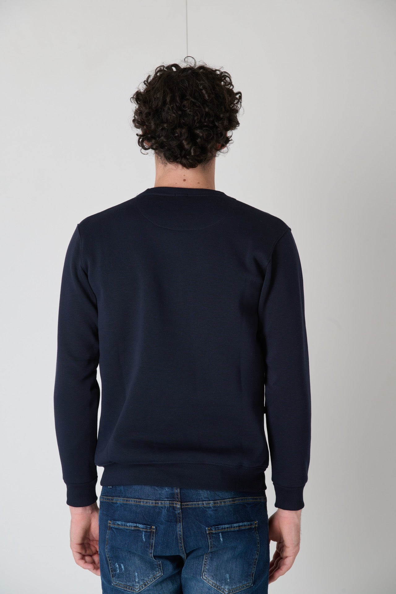 Crewneck Sweatshirt with Embroidered Teddy in V2 Blue Fabric