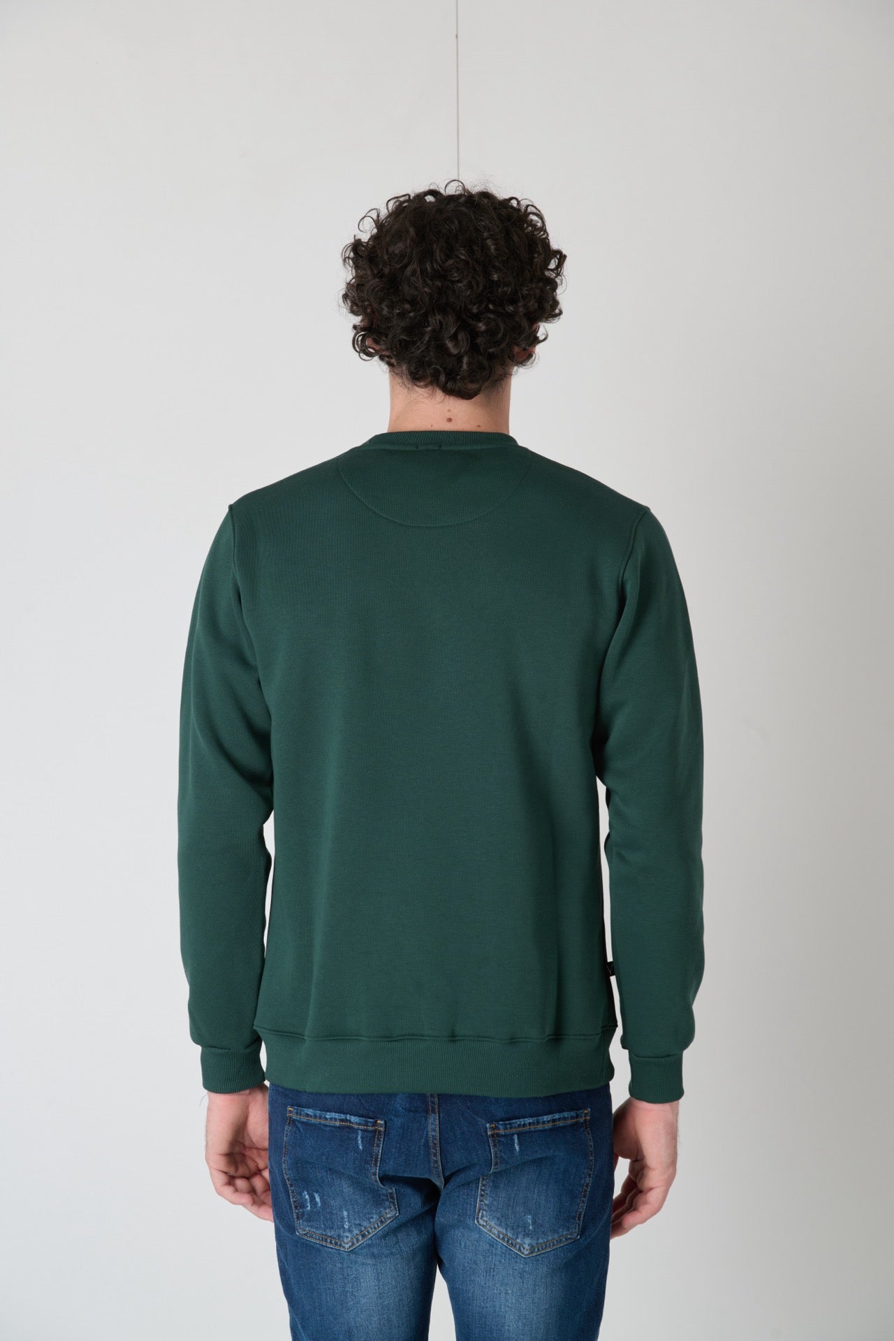 Crewneck Sweatshirt with Embroidered Teddy in V2 Green Fabric