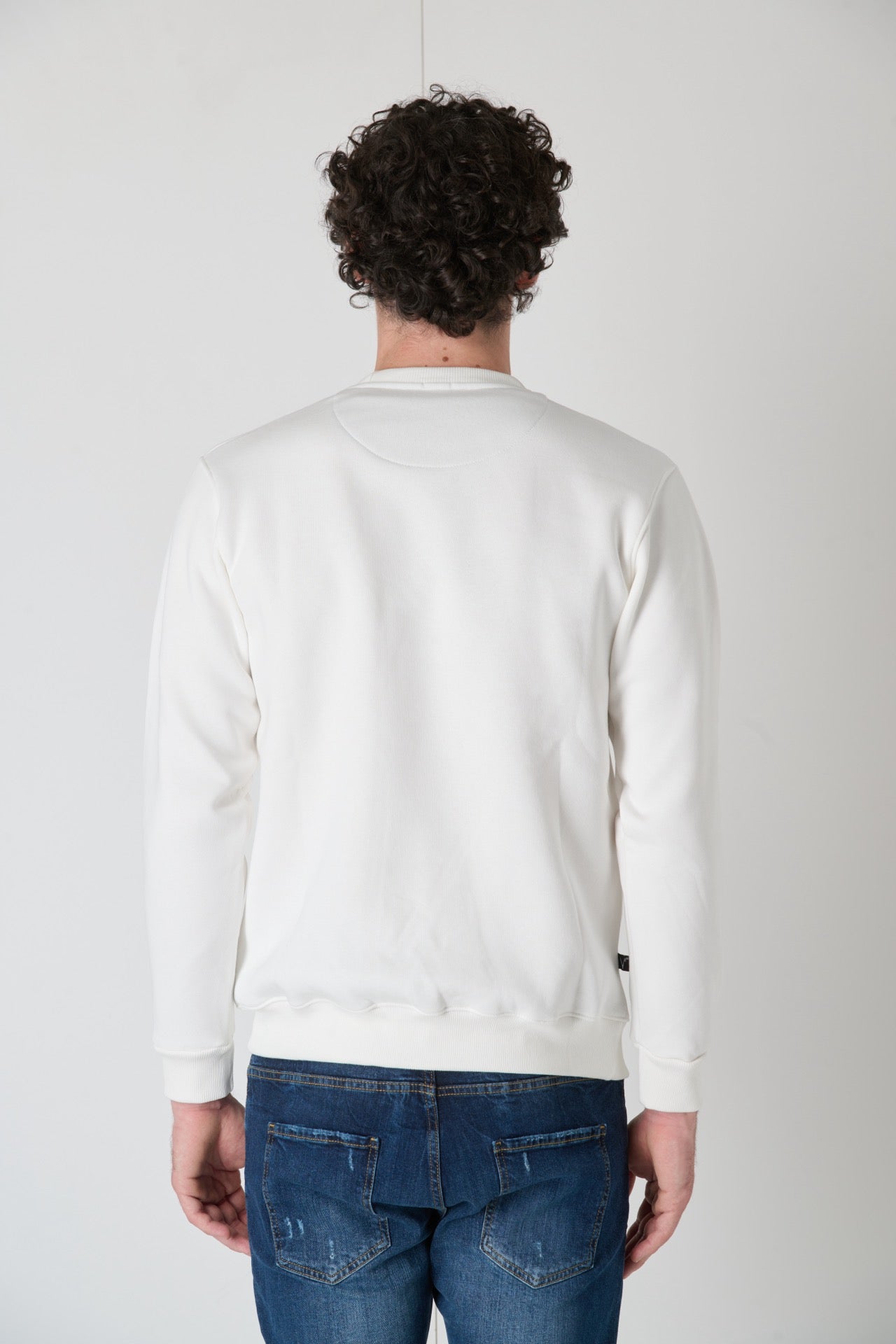 Crewneck Sweatshirt with Embroidered Teddy in V2 Cream Fabric