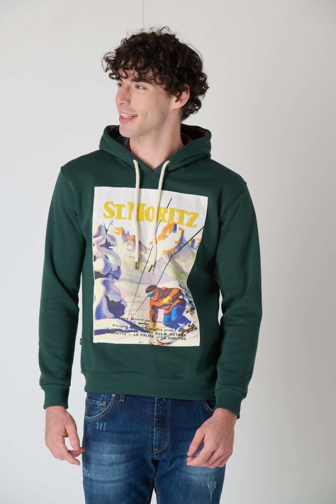 Vintage Hoodie with St. Moritz Embroidery Green