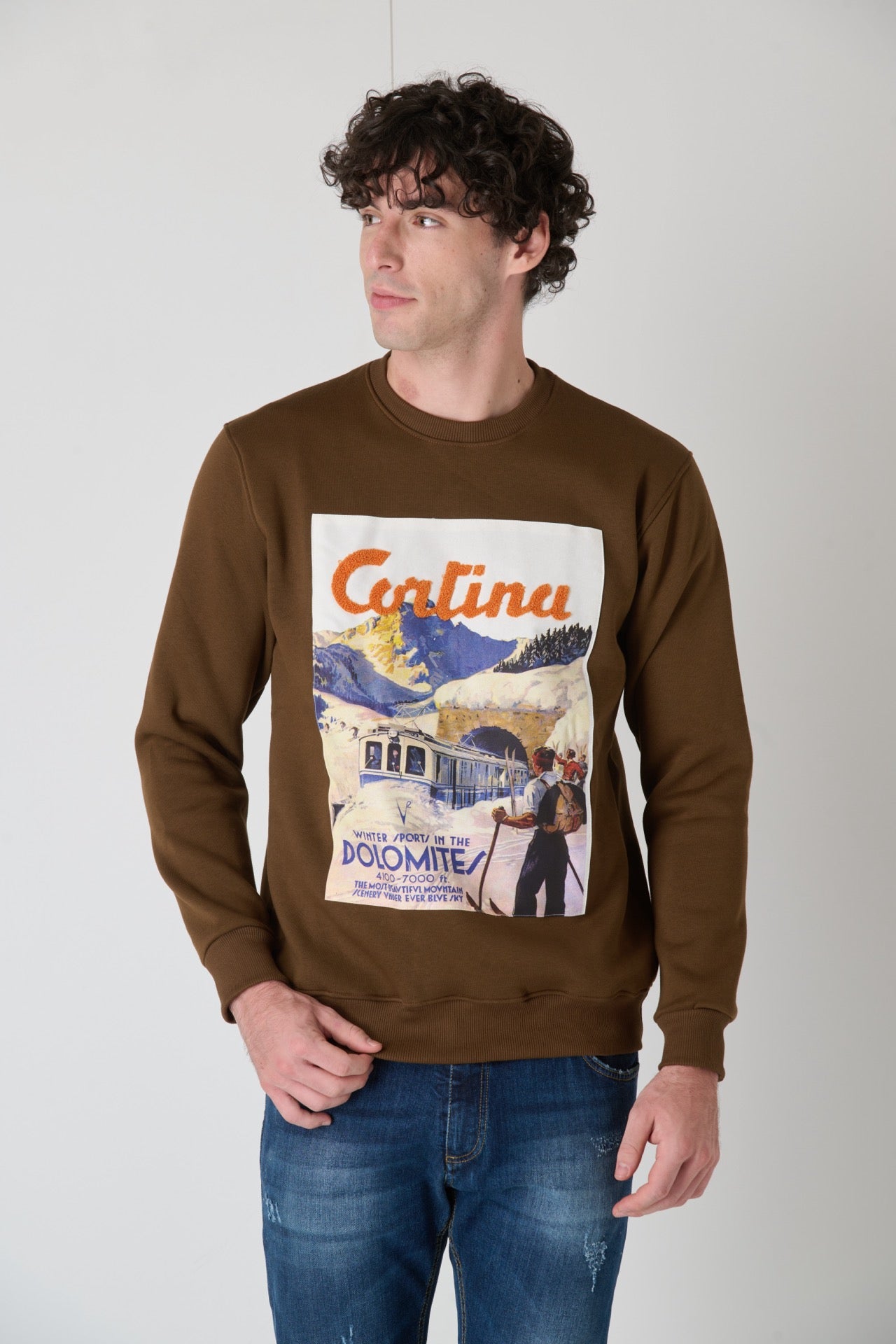 Vintage Crewneck Sweatshirt with Cortina Moro Embroidery