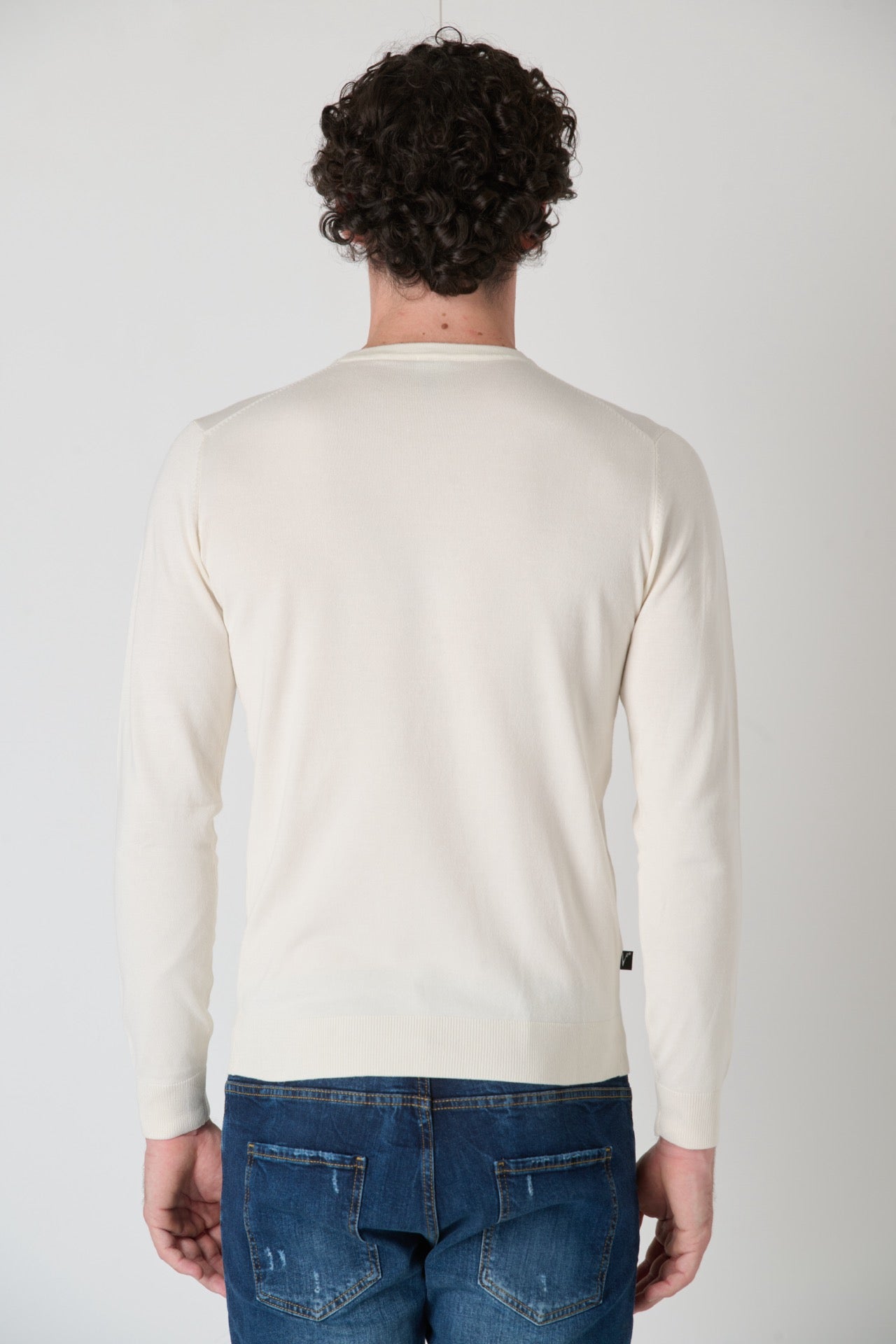 Cream Viscose Crewneck Sweater