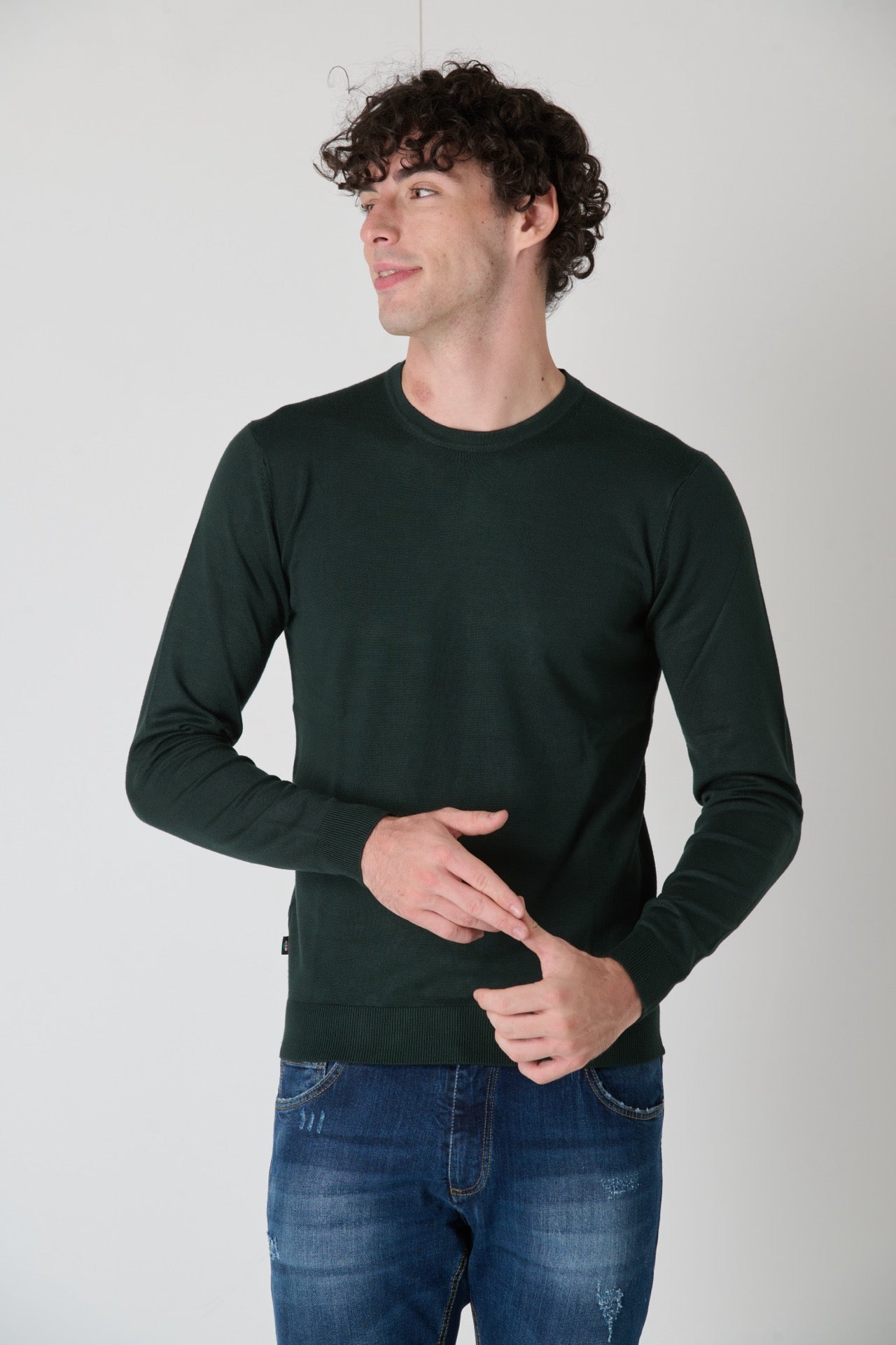 Maglione Girocollo in viscosa Verde