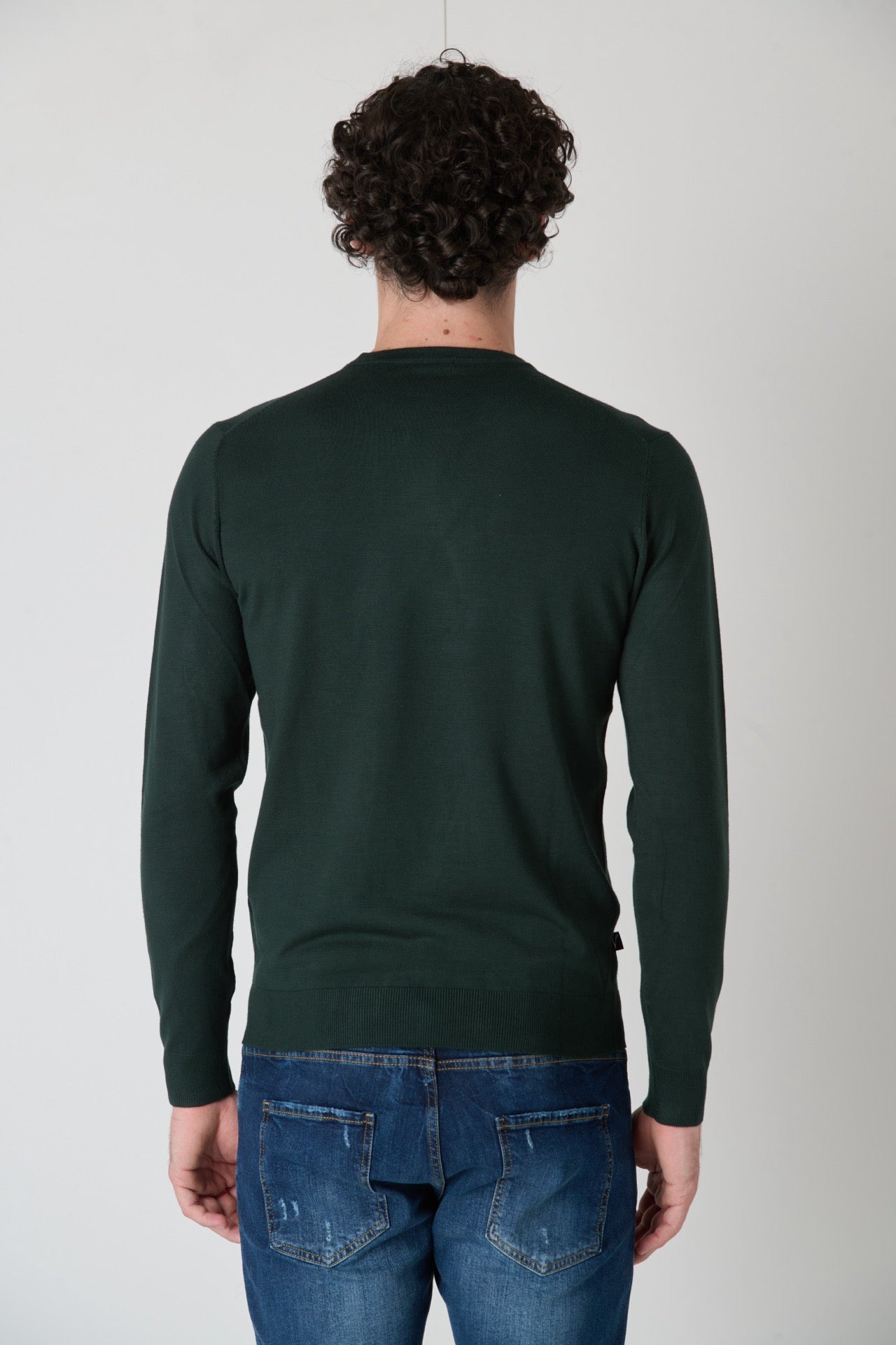 Green Viscose Crewneck Sweater