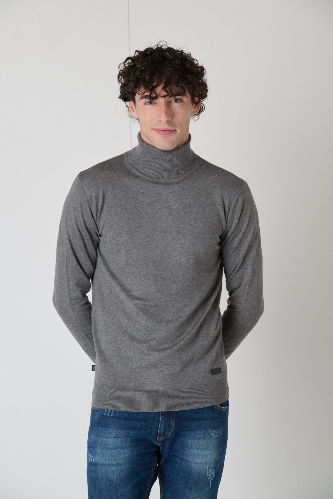 Turtleneck Viscose Crewneck Grey