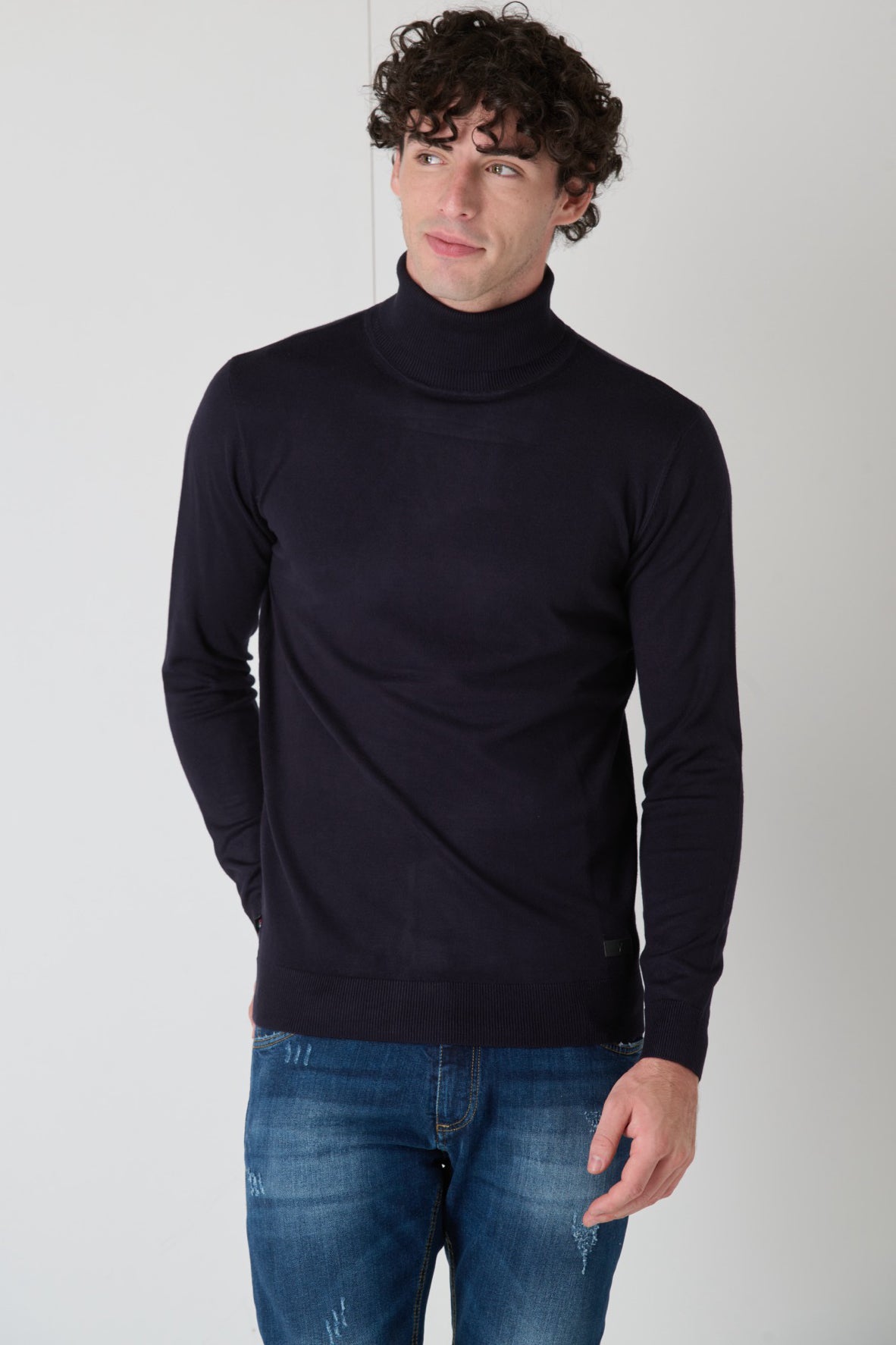 Blue Viscose Turtleneck