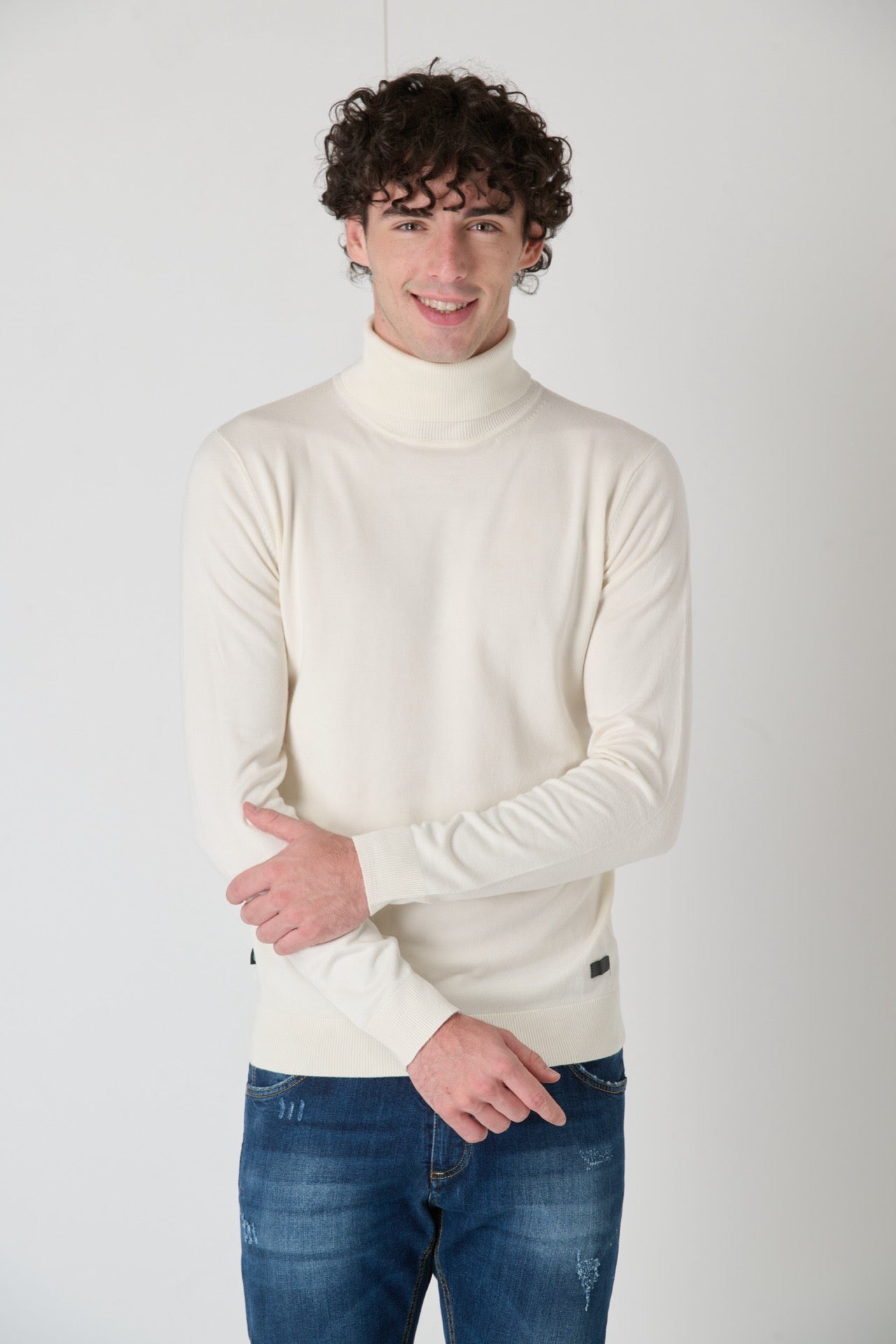 Viscose Crewneck Turtleneck Cream