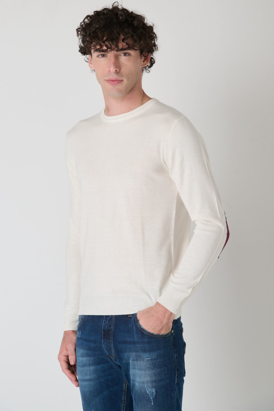 Cream Cashmere Blend Sweater with Fabric Patches V2 