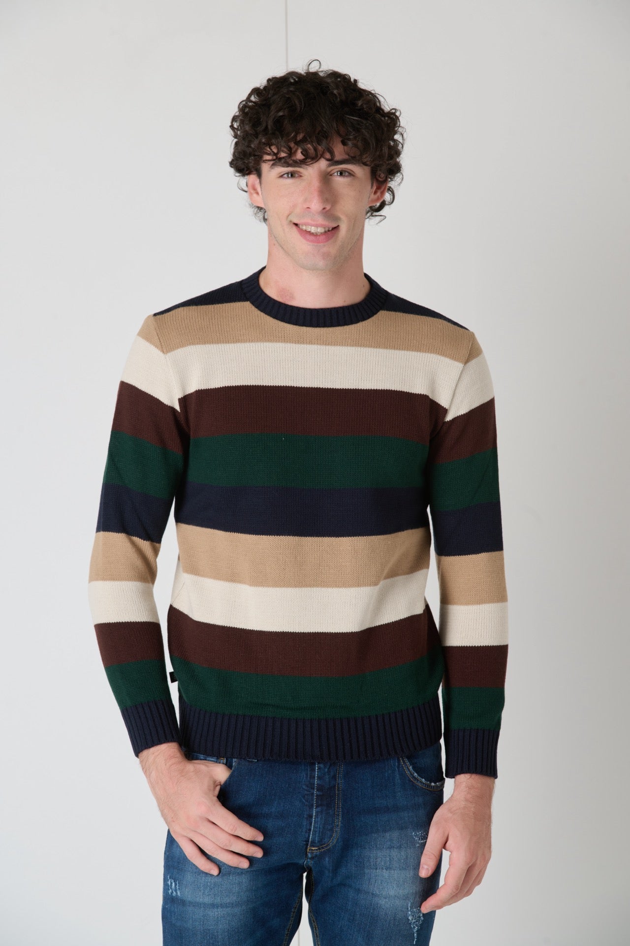 Maglione Rigato Multicolor Blu