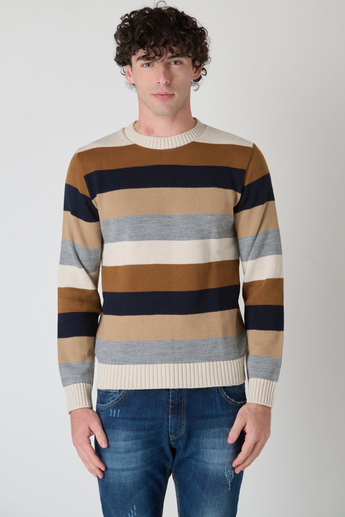 Maglione Rigato Multicolor Burro