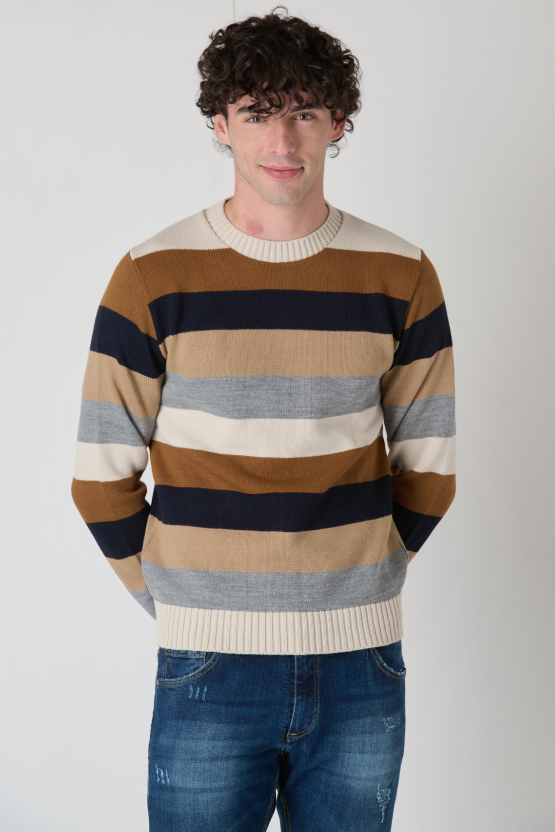 Maglione Rigato Multicolor Burro