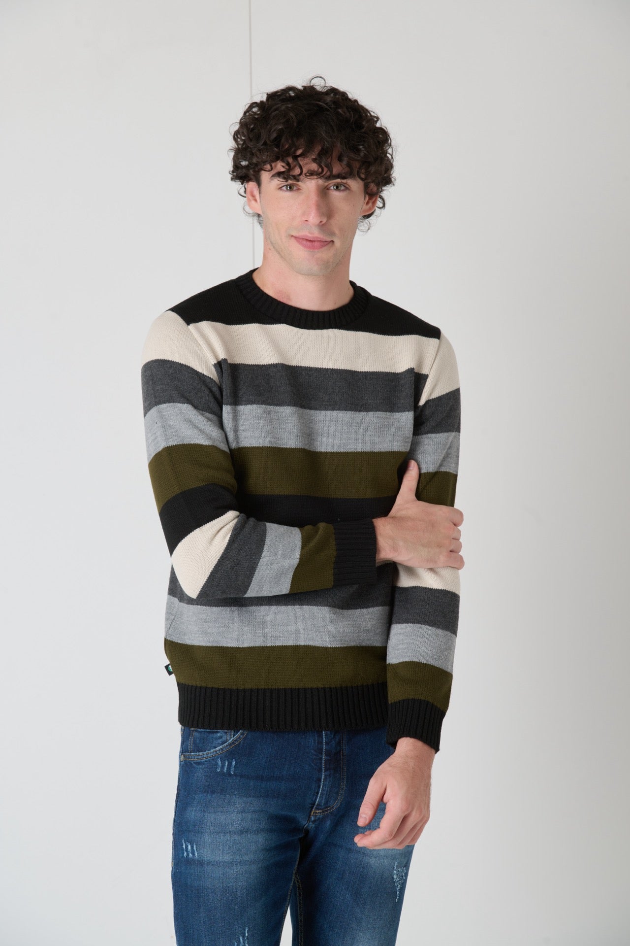 Multicolor Black Striped Sweater