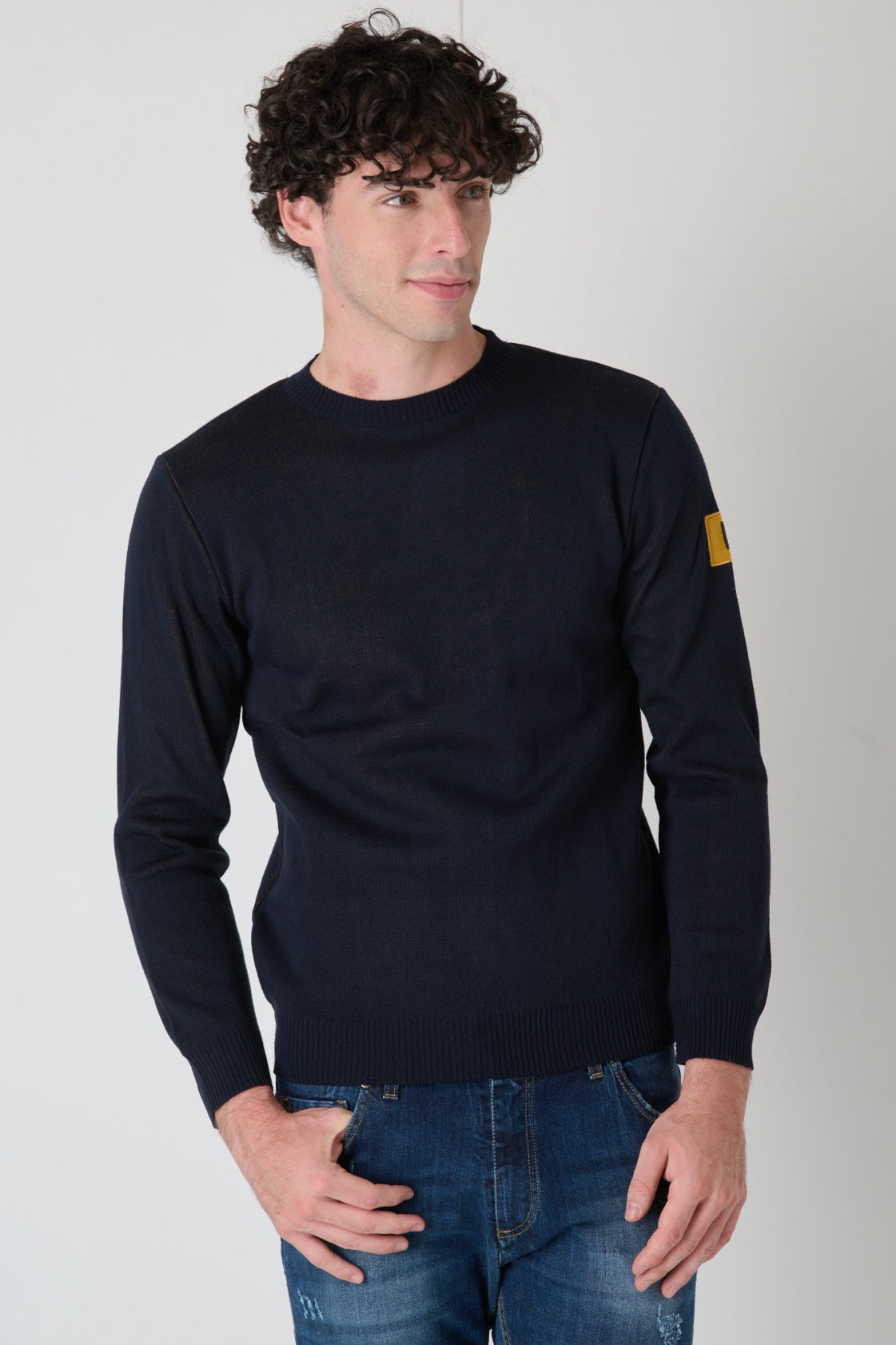 Blue Crewneck Sweater with Fabric Patch V2